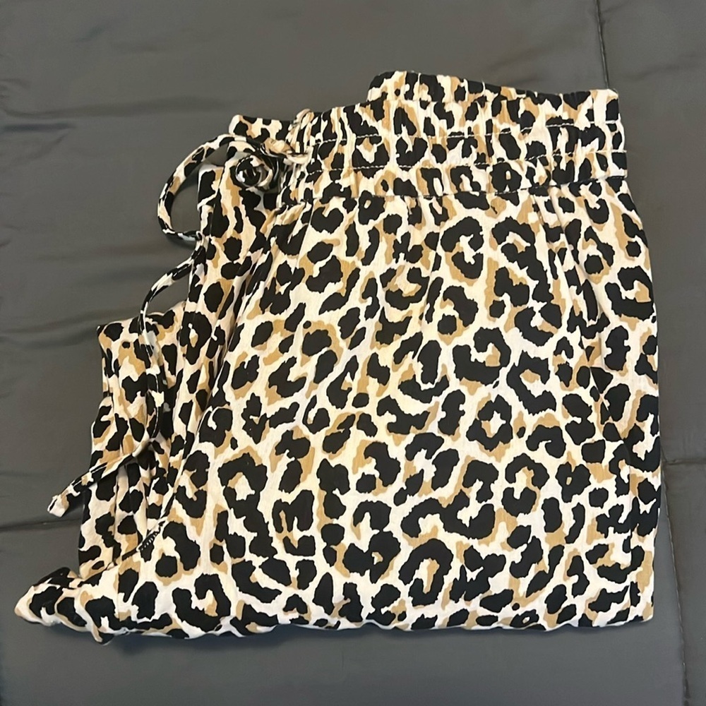 JCrew Factory Leopard Print Linen/Cotton Drawstring Pant Size 4